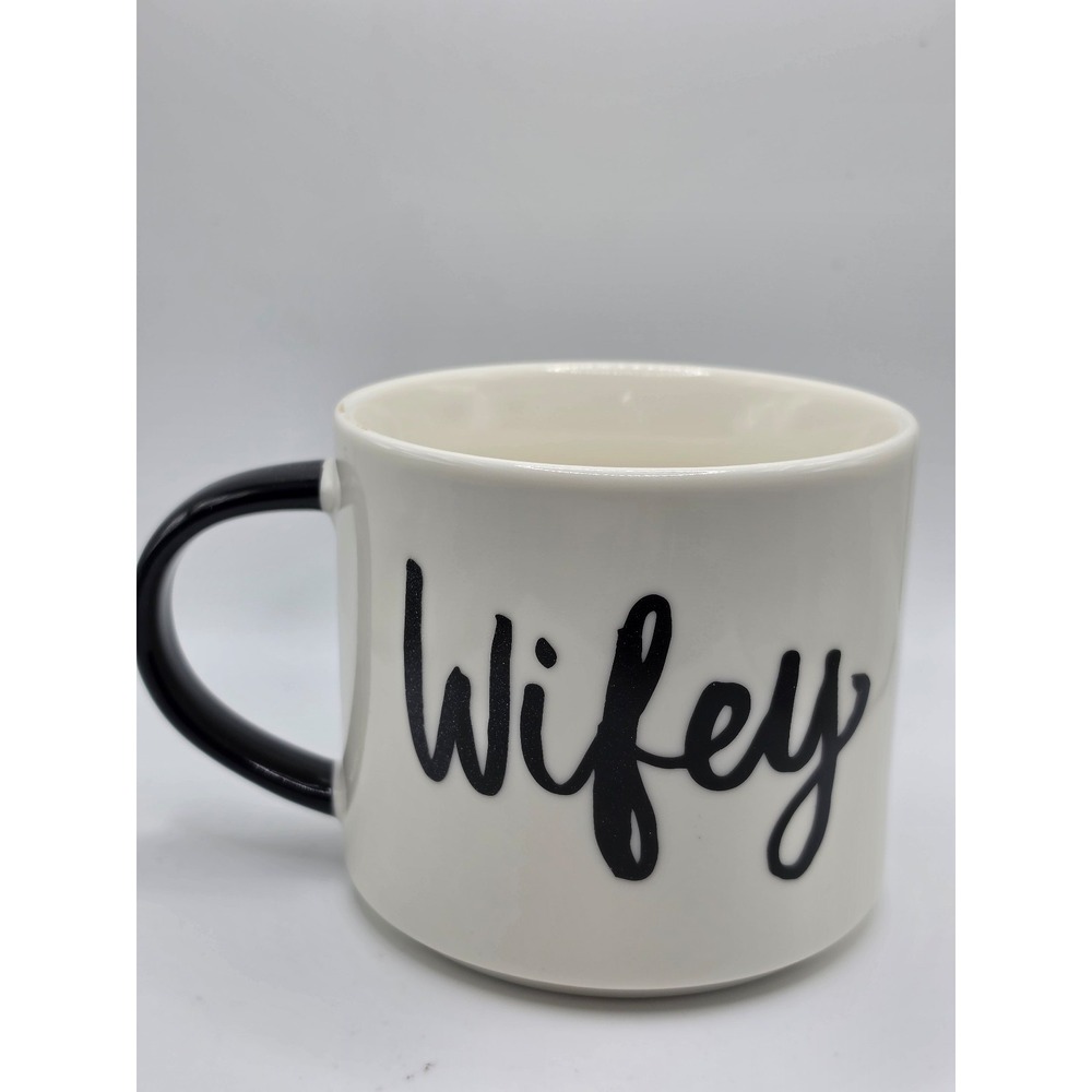 Rare Threshold Black/White Porcelain "Wifey" Mug - Excellent Condition